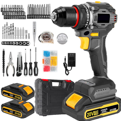 135-teilige Elektrowerkzeug-Kombi-Sets mit 20 V Akku-Bohrschrauber, 10 mm, 3/8 Zoll Schnellspannbohrfutter, professionelle Heim- und Haushalts-DIY-Handwerkzeug-Sets ﻿