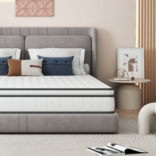 Mattress 140x190cm,Height 25cm, Pocket Spring Mattress with Comfort Foam, Mattress for Adults, Medium Hardness