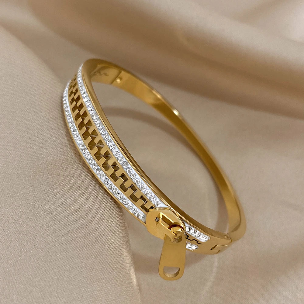 Original Zipper Bracelet Charm Bangle Stainless Steel Zip Hand Bracelets Gold Plated Luxury Jewelry for Women Designer.