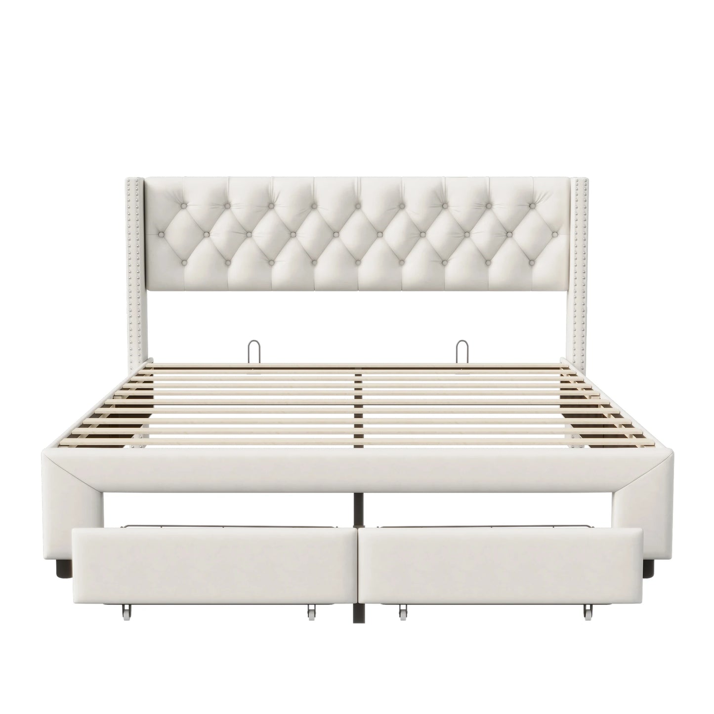 Rosahqnda Modernes Doppelbettgestell 140*190cm Stauraumbett 160-180*200cm mit LED&USB& Schubladen Jugendbett Gästebett Samtbeige