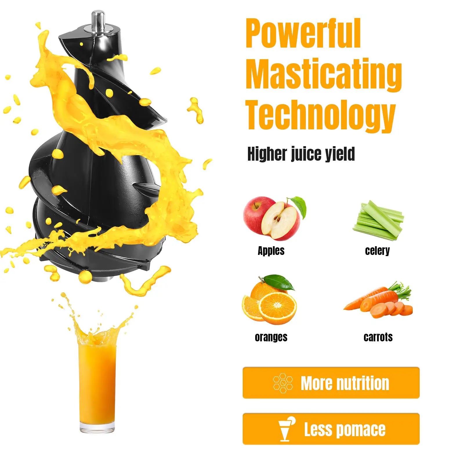 Full automatic wide-diameter multifunctional House fruit juicer portable juice redeparation juice juicer.