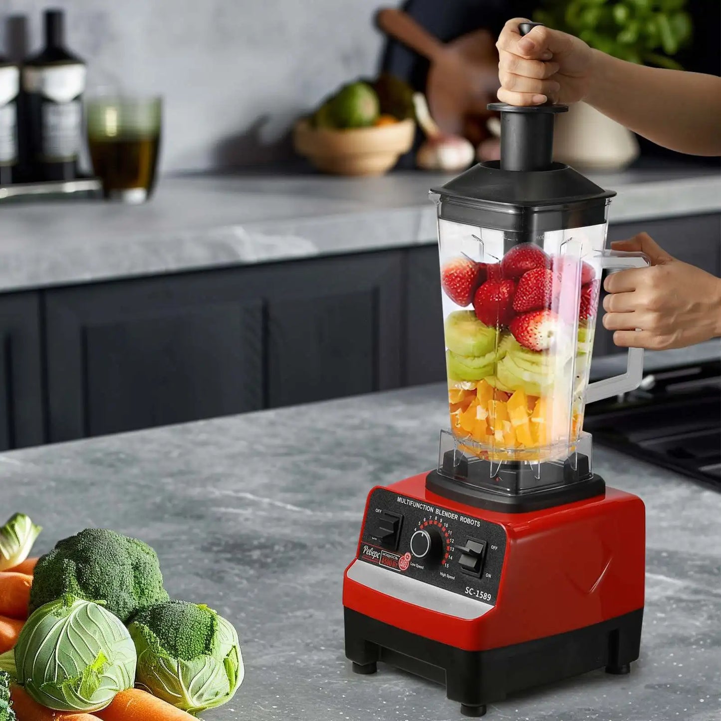 2000W Heavy Duty Commercial Blender Stationary Mixer Food Processor Ice Smoothies for Kitchen High Power Juicer Blender BPA Free.