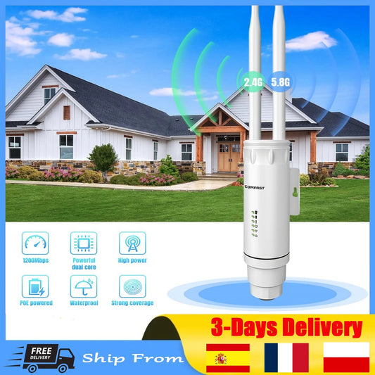 2*5dBi Antenna Long Range WiFi Base Station Amplifier High Power AC1200 Outdoor Access Point 2G&5G Omnidirection Router Repeater.
