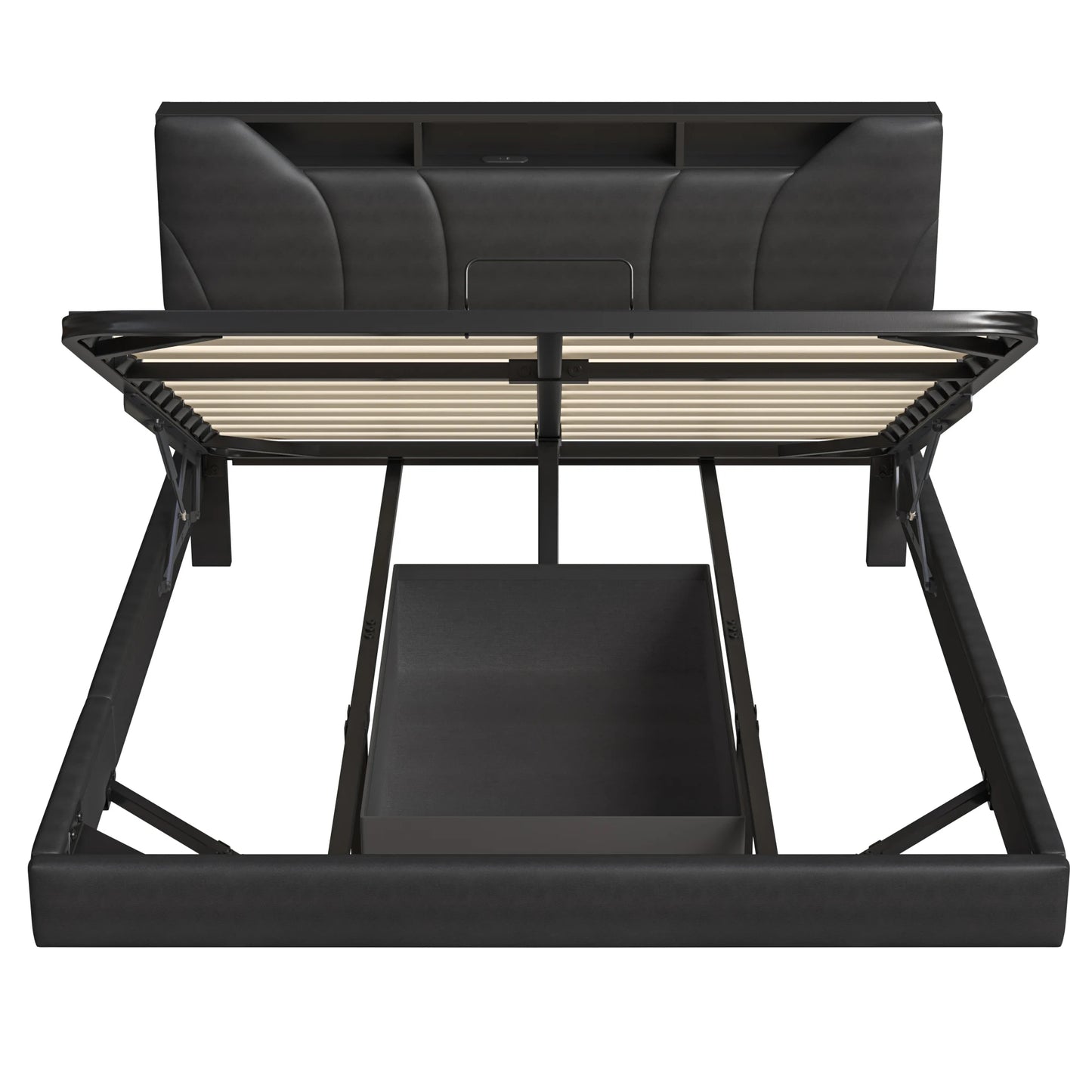 WoodenAura Doppelbett, gepolstertes Bett, Stauraum, Kopfteilbett mit USB-Aufladung, Stauraumbetten 140 x 200 cm, ohne Matratze