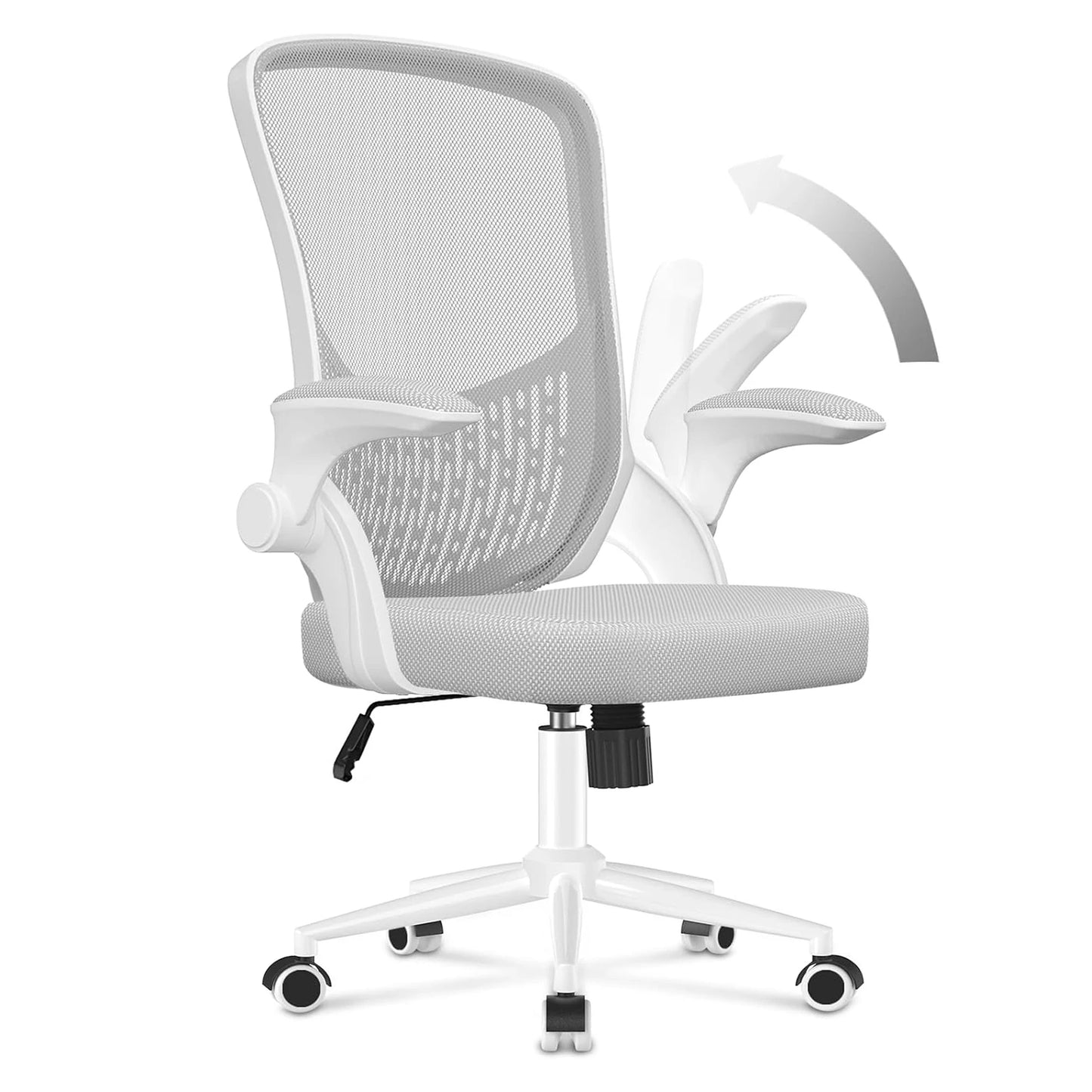 Naspaluro Ergonomic Office Chair Desk Chair with 90° Folding Armrests Lumbar Support Breathable Mesh Padding for Home Office