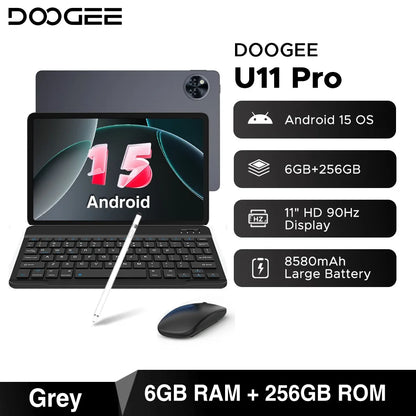 Global Version DOOGEE U11 Pro Android 15 Tablet 30GB(6+24) 256GB 11" HD 90Hz Display 8580mAh Battery Unisoc T7200 Widevine L1
