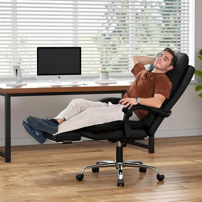 Executive Office Chair Big and Tall Office Desk Chair Home Ergonomic Computer Chair PU Leather Recliner with Foot Rest