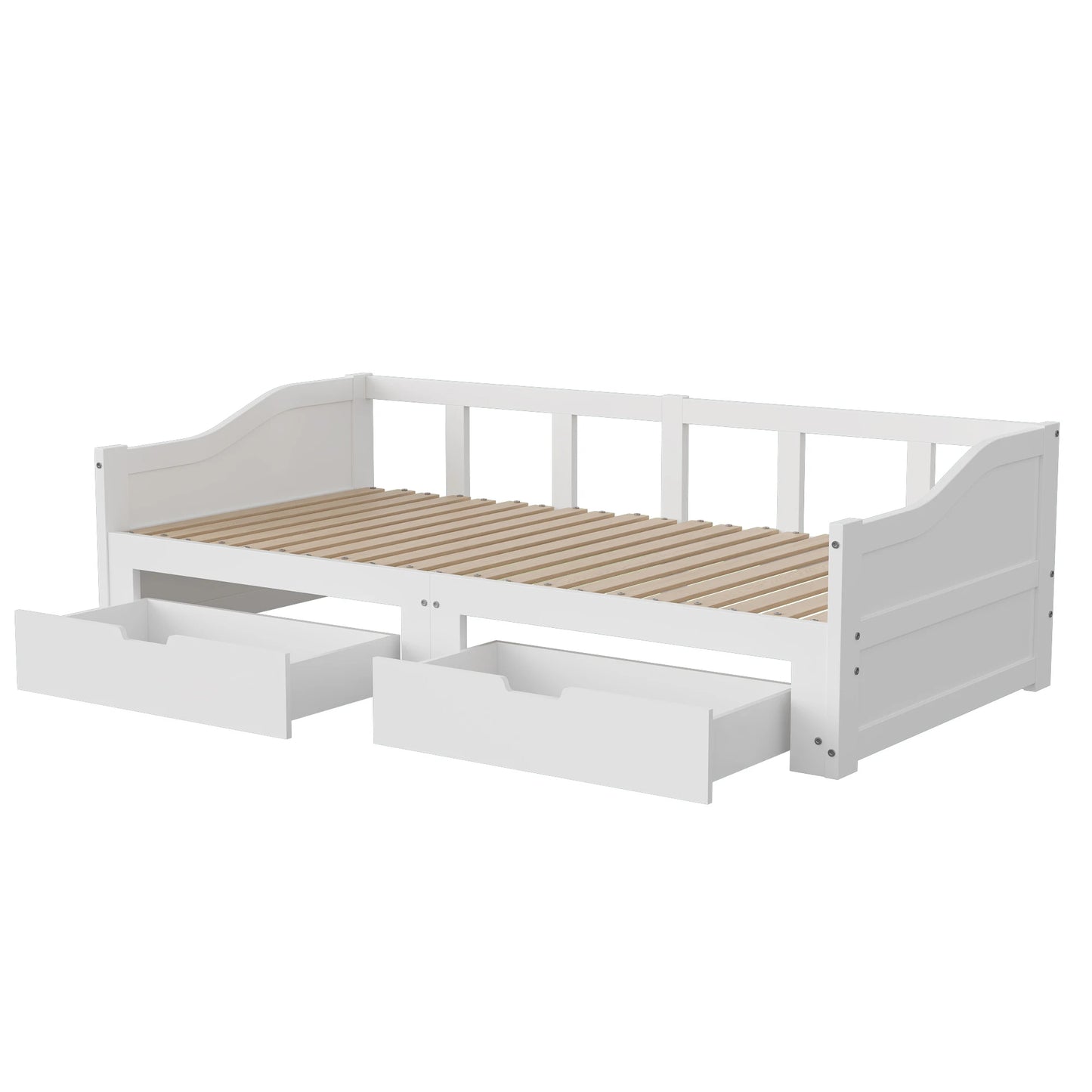 Schlafsofa 90/180 x 200 cm, Doppelbett, Einzelbett mit ausziehbarer Schublade, mit Lattenrost, Massivholz, keine Matratze