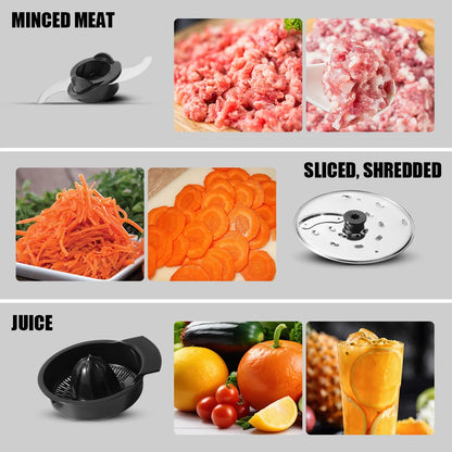 200W 1.2L Stainless Steel Kitchen Meat Grinder 3in1 Powerful Motor 2-Layer Blade Vegetable Crusher Onion Garlic Grinder.