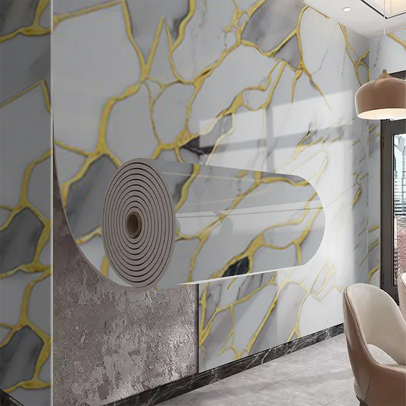 Marble imitation ceramic tile waterproof self-adhesive PVC wall sticker for living room kitchen bedroom decoration stickers