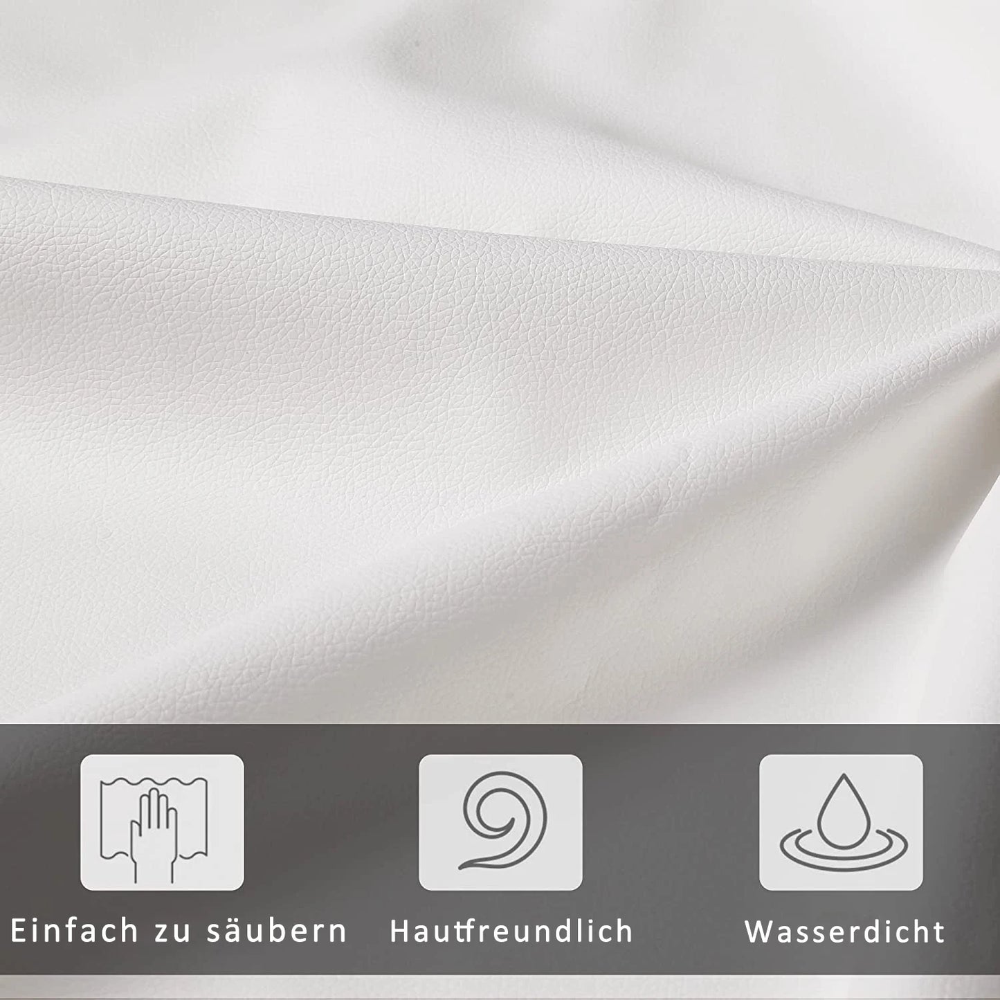 Rosahqnda gepolstertes Doppelbett 140 x 200 cm, LED-Beleuchtung, Doppelbett mit Stauraum, Kinderbett, Jugendbett, weißes PU-Leder