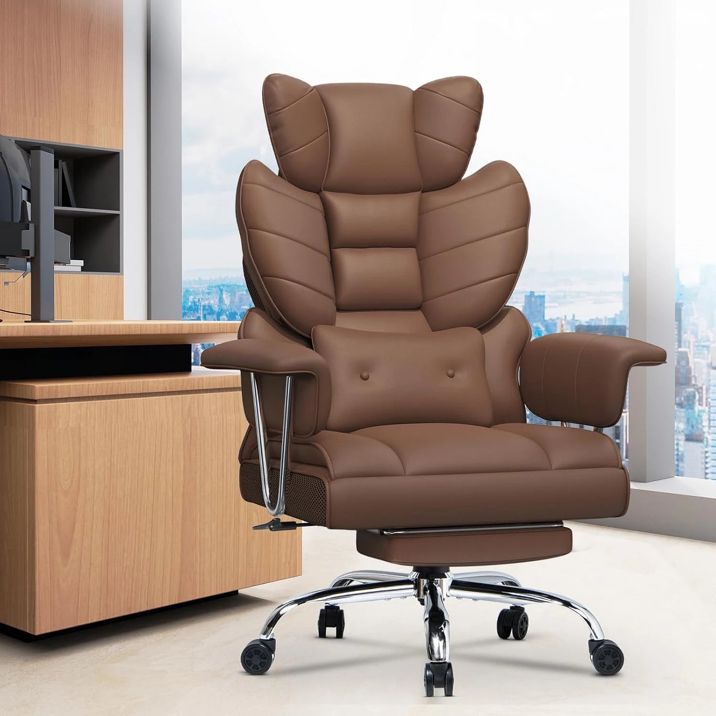 Desk Chairs Ergonomic Office Chair PU Leather Computer Chairs Adjustable Big High Back Executive Chair Swivel Chair
