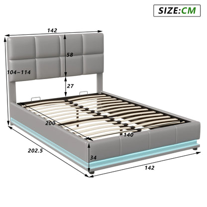 Rosahqnda Hydraulisches Stauraumbett, Funktionsbett mit viel Stauraum, Doppelbett mit Kopfteil,Kunstleder