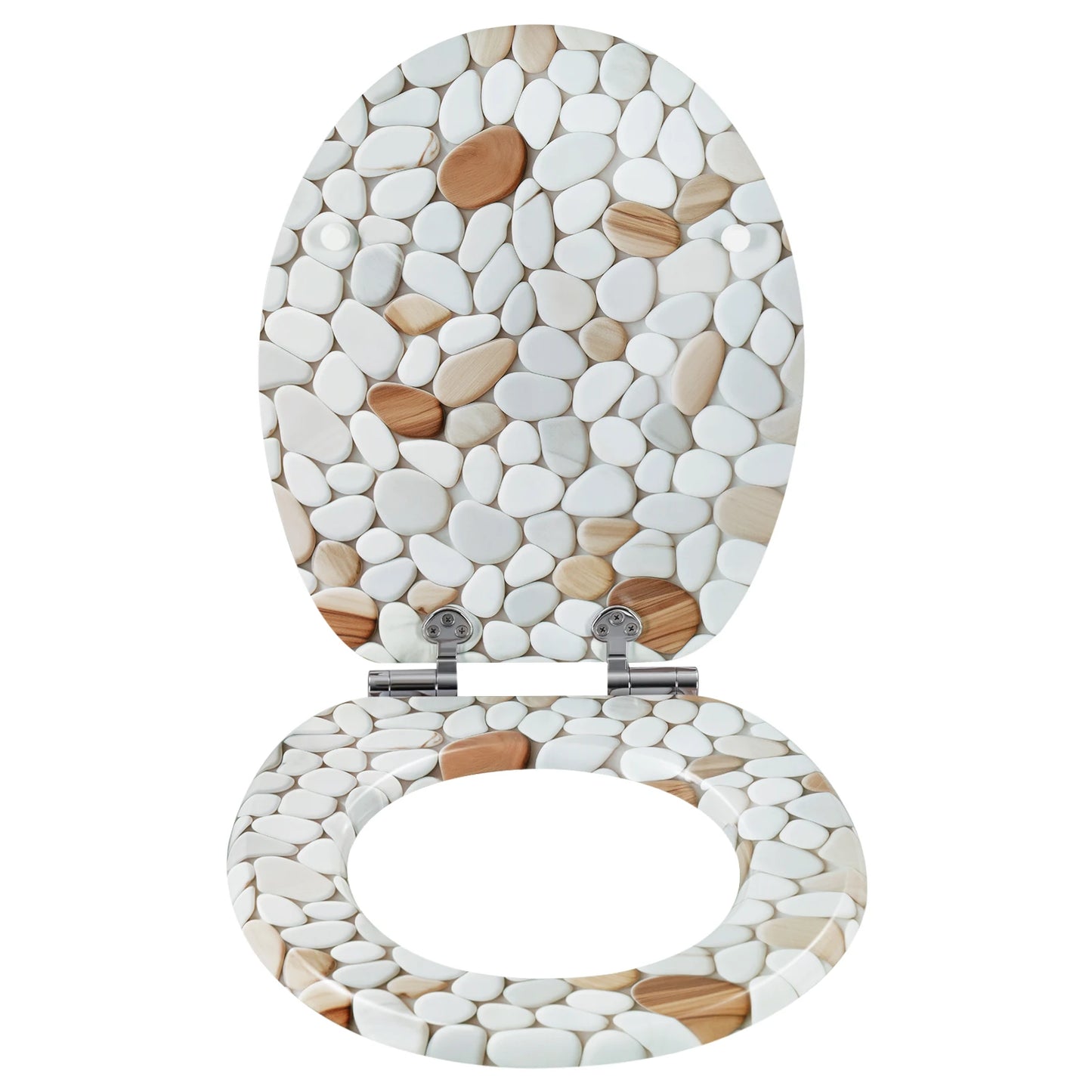 O-förmiger Toilettensitz, verstellbare Scharniere, Toilettendeckel mit Motiv, Soft-Close-Mechanismus für Badezimmer