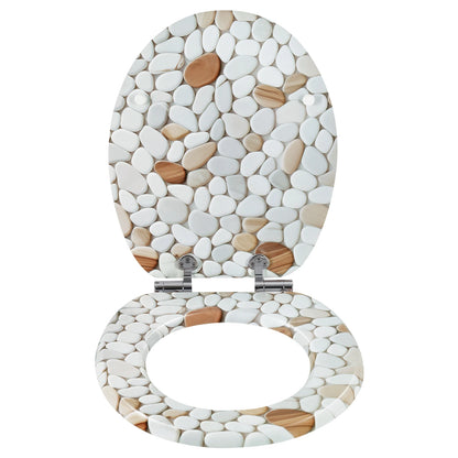O-förmiger Toilettensitz, verstellbare Scharniere, Toilettendeckel mit Motiv, Soft-Close-Mechanismus für Badezimmer