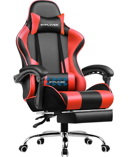GTPLAYER Gaming Stuhl mit Massage, Ergonomischer Schreibtischstuhl mit Fußstütze, Kopfstütze, Drehstuhl für Büro und Gamer