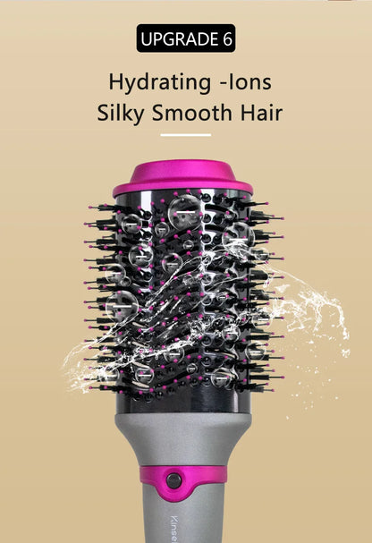 1200W Hair Dryer Hot Air Brush Styler Replaceable Head Straightener Curler Comb Roller One Step Electric Ion Blow Dryer Brush.
