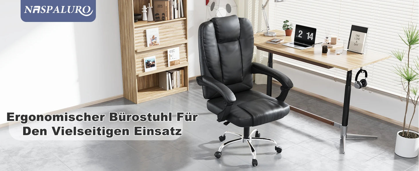 Ergonomic Office Chair PU Leather Desk Chair Spring Pad Design High Backrest Adjustable Executive Chair Swivel Chair