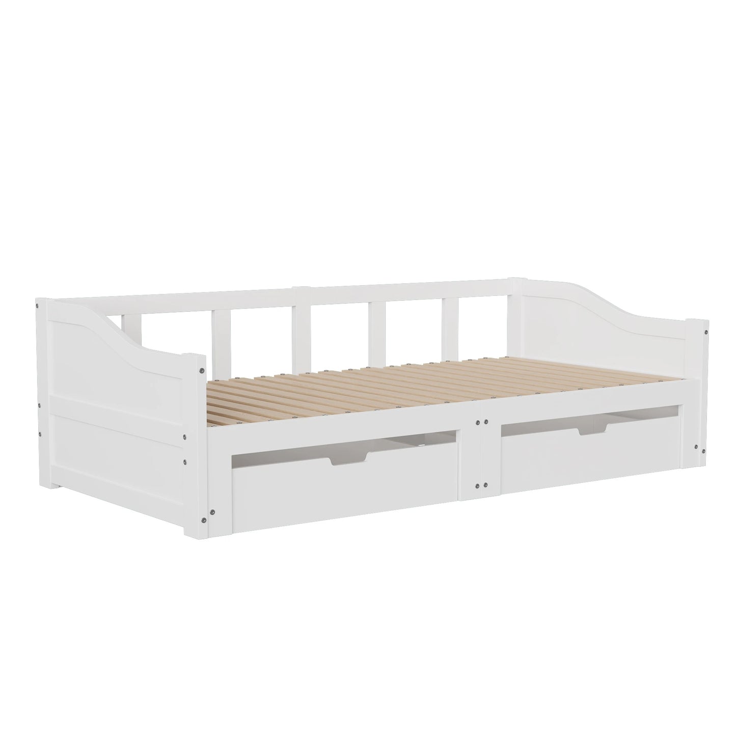 Schlafsofa 90/180 x 200 cm, Doppelbett, Einzelbett mit ausziehbarer Schublade, mit Lattenrost, Massivholz, keine Matratze