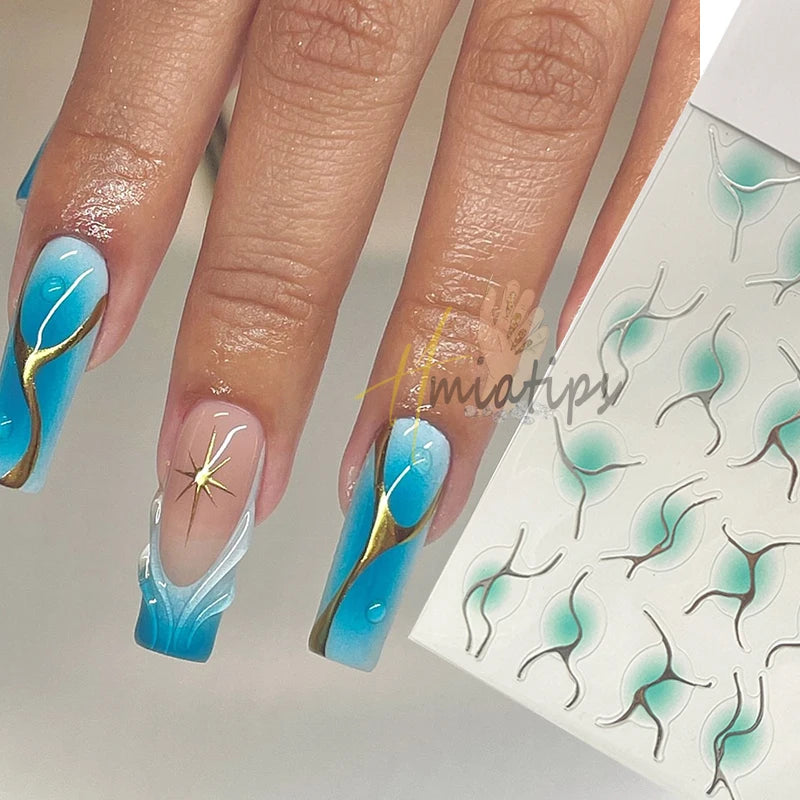 3D Jelly Gradient Nail Sticker Red Pink Blush Sliders Nail Design Gradient Style Translucent Gel Polish Wraps Decal.