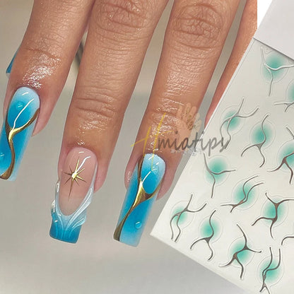 3D Jelly Gradient Nail Sticker Red Pink Blush Sliders Nail Design Gradient Style Translucent Gel Polish Wraps Decal.