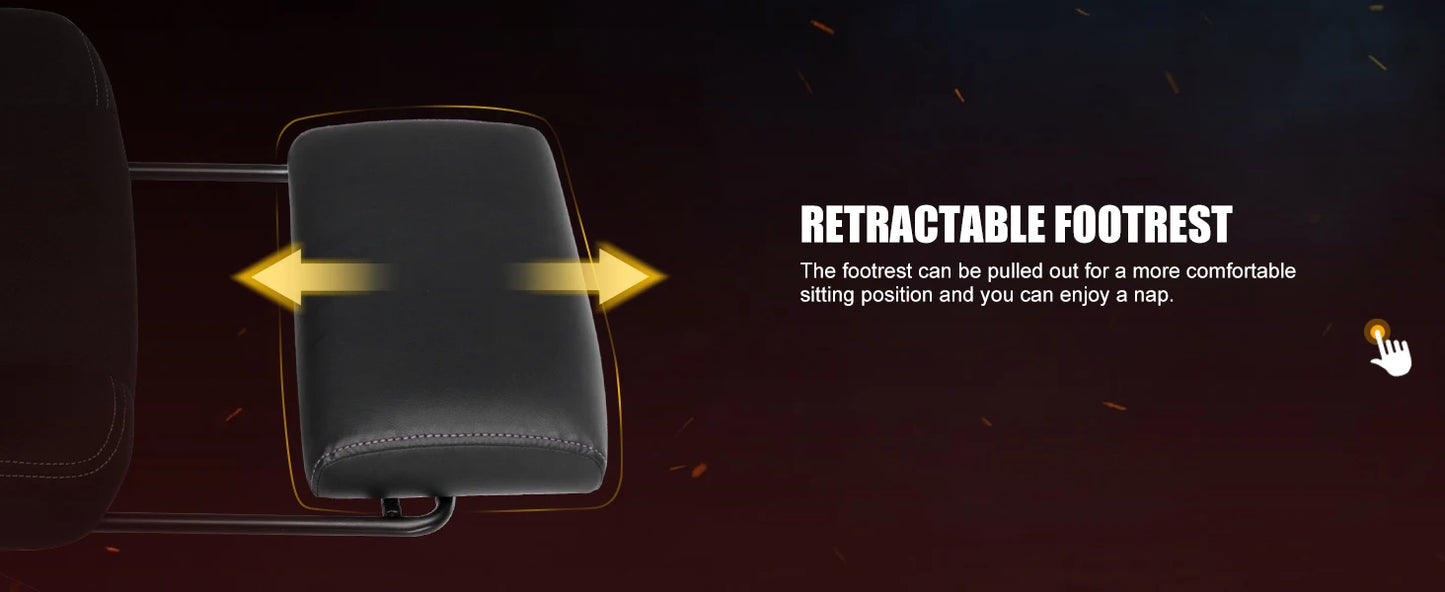 GTPLAYER Gaming Stuhl mit Fußstütze, ergonomischer Bürostuhl mit Netzrückenlehne, Schreibtischstuhl Gaming Sessel aus Stoff