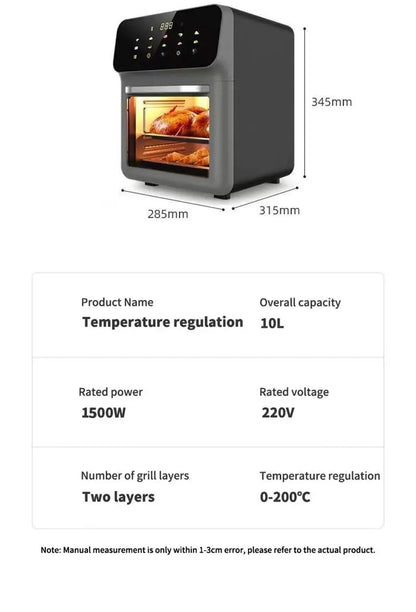 1350W Large Capacity Electric Air Fryers Oil-free Automatic Household Kitchen 360°Baking Convection Oven Deep Fryer without Oil