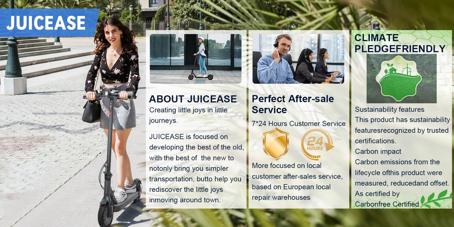 JUICEASE E1 Pro Electric Scooter 350W Motor 500W Peak Power Folding Electric Kick Scooter 36V7.8AH 5.2 Chips 25KM Range EScooter.