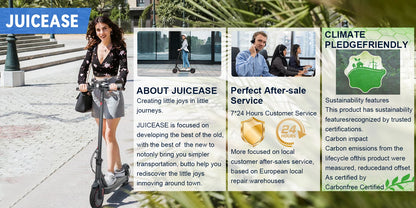 JUICEASE TX01 Electric Scooter for Adults 7.8Ah 350W Powerful Motor up to 31KM/H Speed Smart APP Electric Scooter with 5.2 Chips.