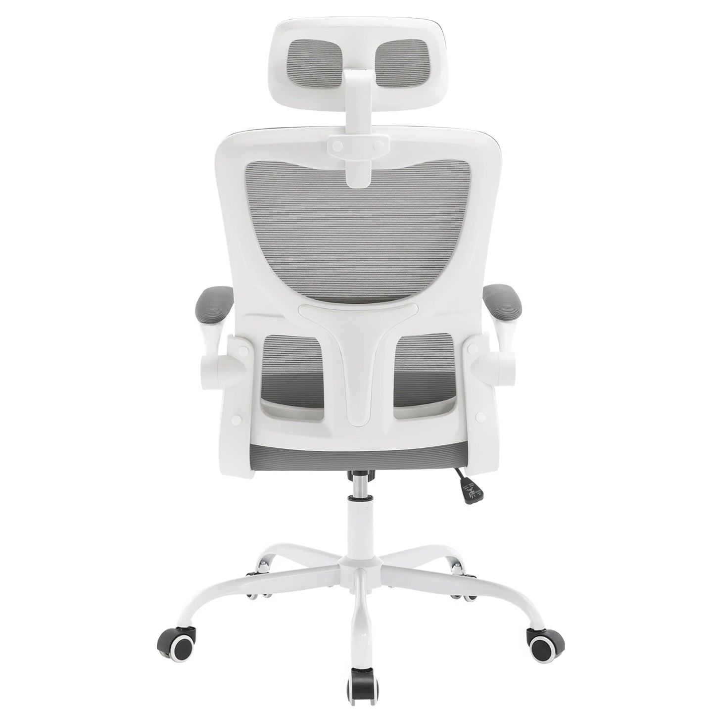 WOLTU Drehbarer Bürostuhl, ergonomischer Netz-Schreibtisch, Computerstuhl, höhenverstellbar, Schaukelfunktion, umkehrbare Armlehnen, Kopfstütze