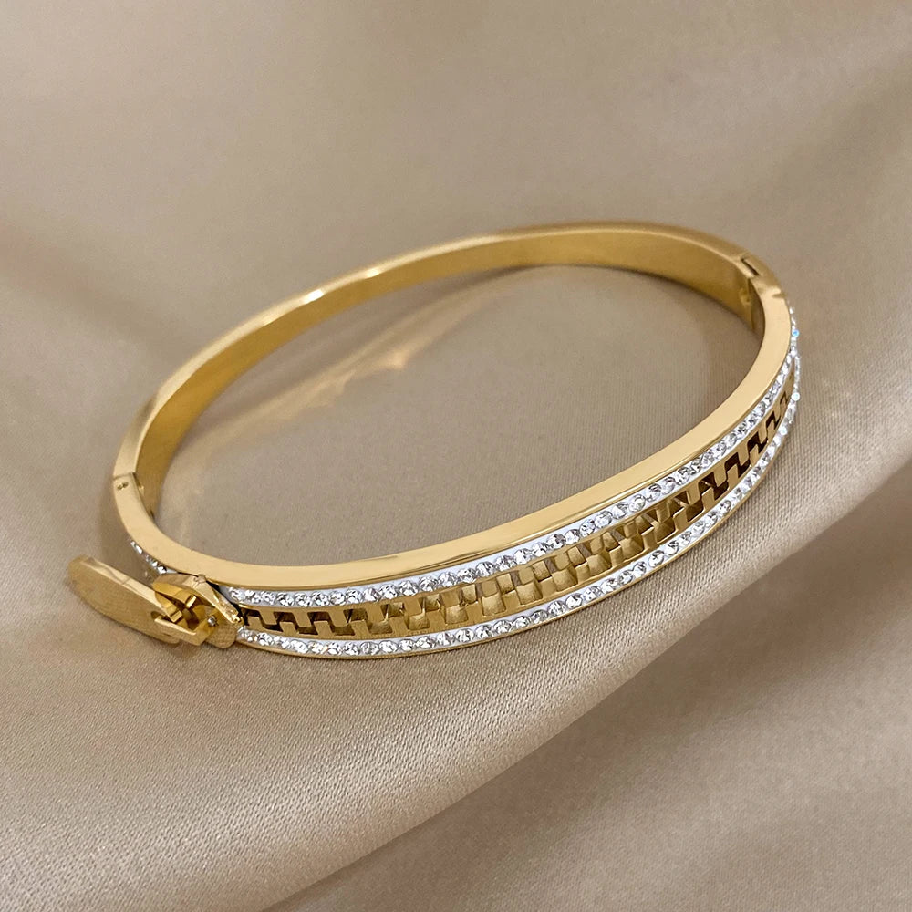 Original Zipper Bracelet Charm Bangle Stainless Steel Zip Hand Bracelets Gold Plated Luxury Jewelry for Women Designer.