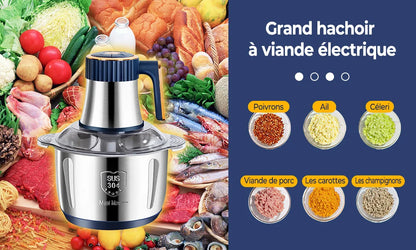 Electric Meat Grinders 5L Food Crusher Stainless Steel Multifunctional Vegetable Slicer Processor Chopper Kitchen Blenders.