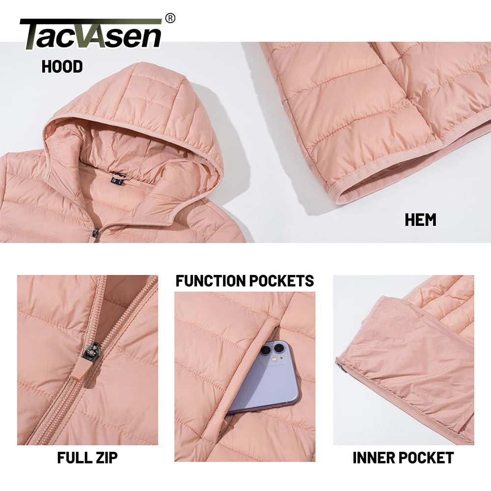 TACVASEN Full Zip Up Hooded Puffer Jacket Womens Winter Quilted Warm Coats Casual Windbreaker Padded Lightweight Outdoor Outwear.