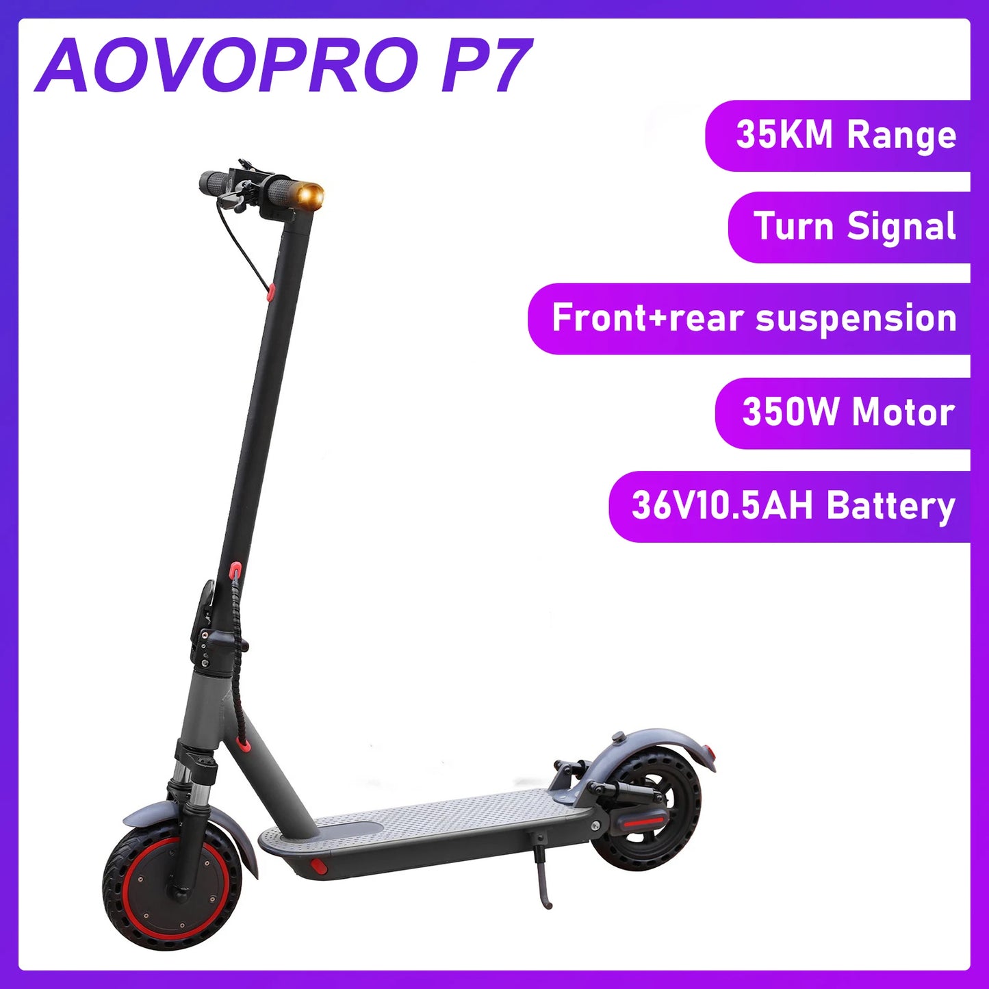 2025 New AOVOPRO Turn Signal Electric Scooter 350W 8.5 Inch Tire APP Smart Escooter 31KM/H 36V10.5AH Electric Scooter for Adults