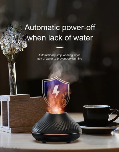 KINSCOTER Volcanic Aroma Diffuser Essential Oil Lamp 130ml USB Portable Air Humidifier with Color Flame Night Light.
