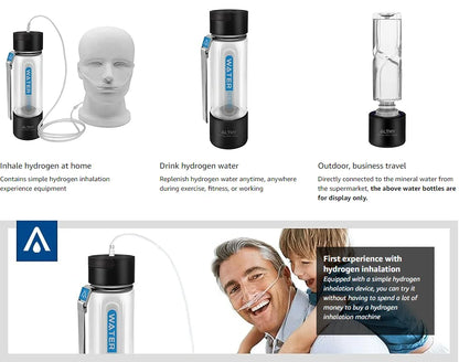 ALTHY Hydrogen Water Generator Bottle Cup DuPont SPE+PEM Dual Chamber,40 Times Working/ Single charged ,H2 Inhalation Device.