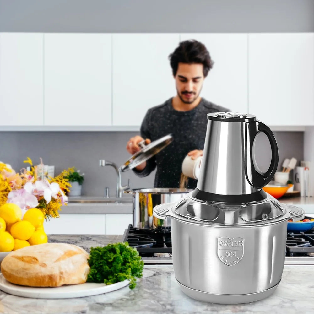 Electric Meat Grinders 5L Food Crusher Stainless Steel Multifunctional Vegetable Slicer Processor Chopper Kitchen Blenders.
