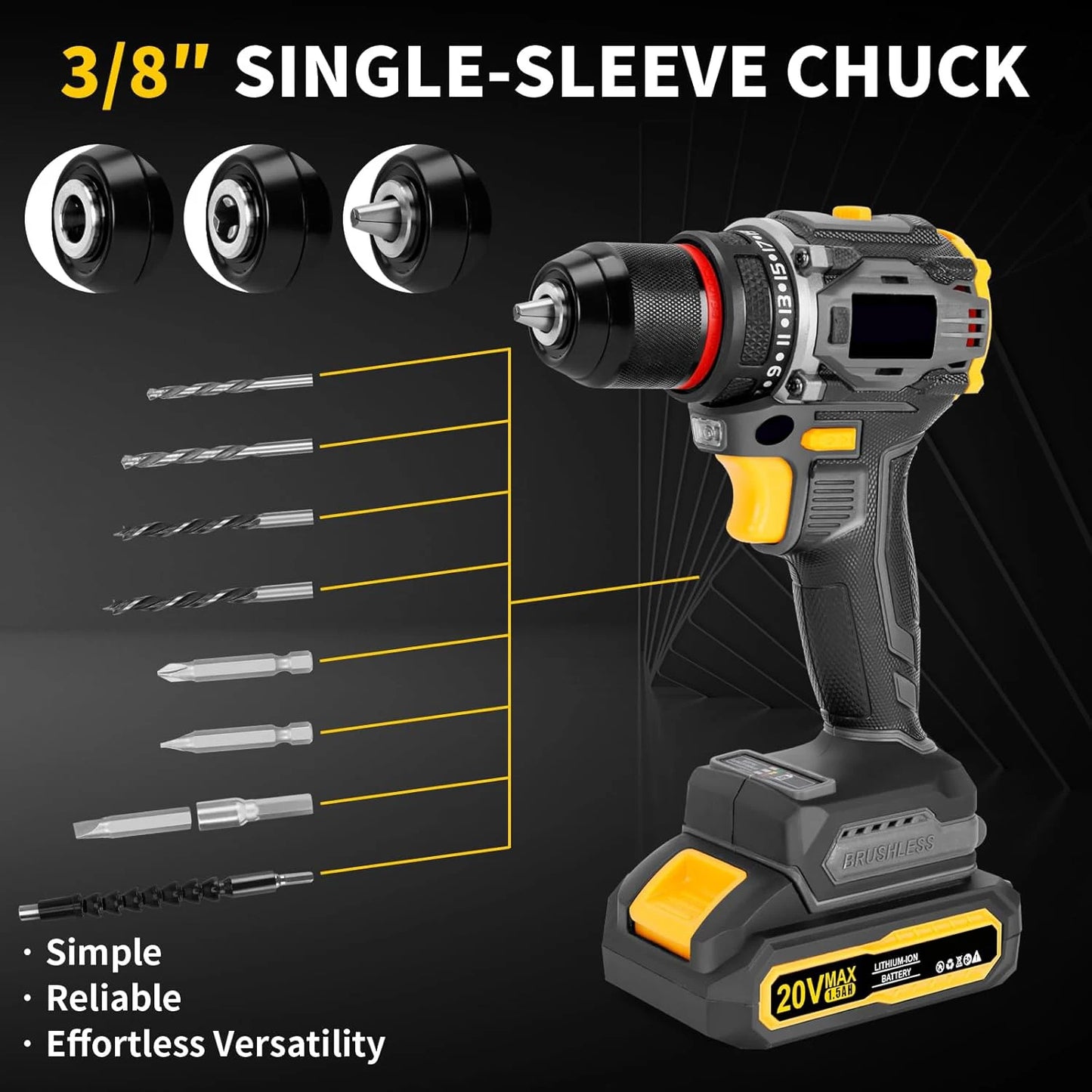 135-teilige Elektrowerkzeug-Kombi-Sets mit 20 V Akku-Bohrschrauber, 10 mm, 3/8 Zoll Schnellspannbohrfutter, professionelle Heim- und Haushalts-DIY-Handwerkzeug-Sets ﻿