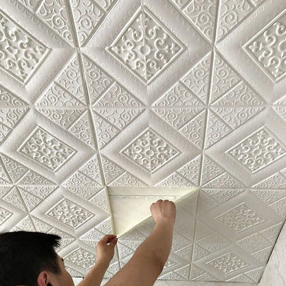10Pcs 70*70cm Ceiling Wallpaper 3D Brick Waterproof Wall Stickers Foam Wall Paper Self-Adhesive Home Decor