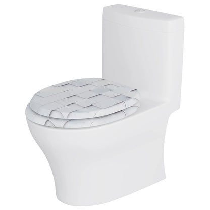 O-förmiger Toilettensitz, verstellbare Scharniere, Toilettendeckel mit Motiv, Soft-Close-Mechanismus für Badezimmer