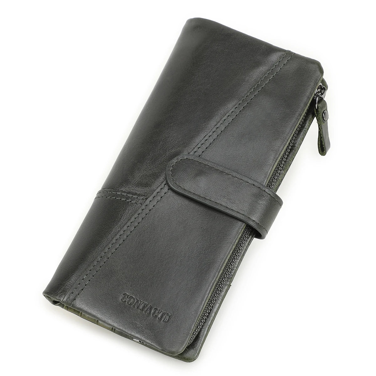 Contact's New Genuine Leather Wallet Fashion Coin Purse For Ladies Women Long Clutch Wallets With Cell Phone Bags Card Holder