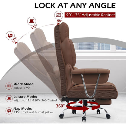 Desk Chairs Ergonomic Office Chair PU Leather Computer Chairs Adjustable Big High Back Executive Chair Swivel Chair