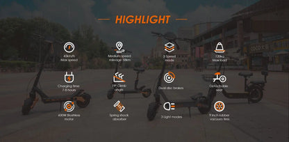 New urban/off-road electric scooter Kukirin G2 PRO 1000W 48 v15.6ah 45HP/H foldable electric scooter with seat.