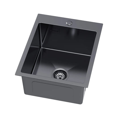 Küchenspüle aus Edelstahl, 40 x 50 cm, Graphit, Einzelschüssel mit Siphon, leicht zu reinigen, handgefertigte Spüle für die Küche