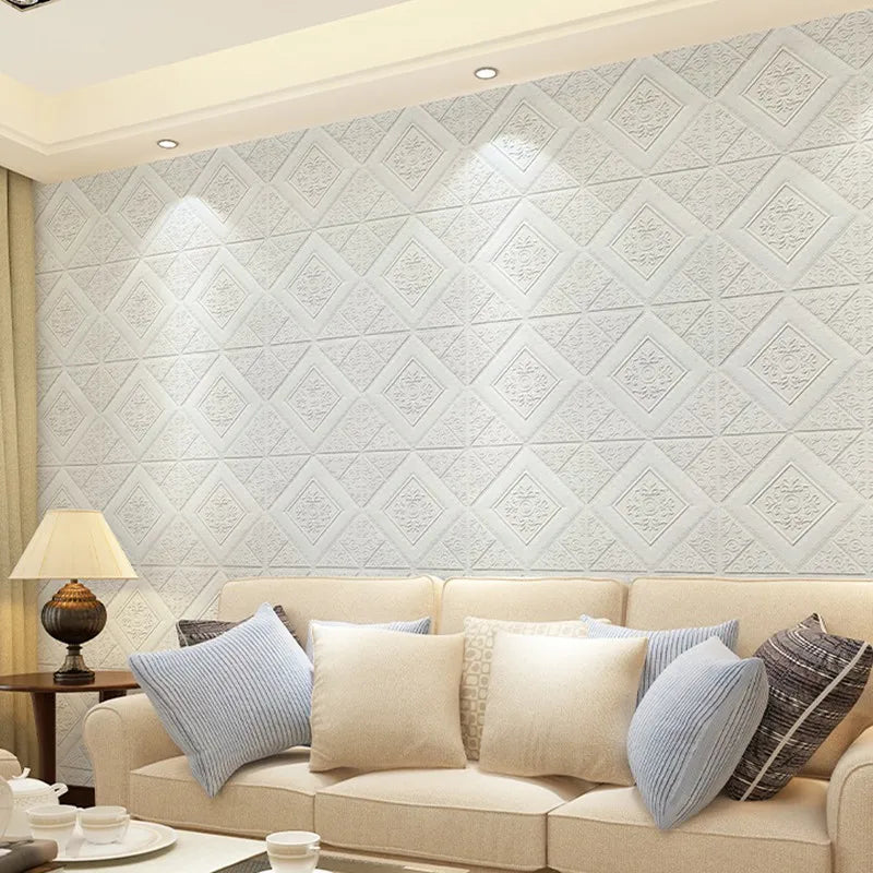 10Pcs 70*70cm Ceiling Wallpaper 3D Brick Waterproof Wall Stickers Foam Wall Paper Self-Adhesive Home Decor
