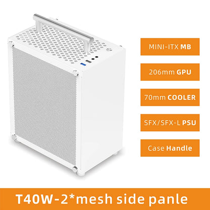 METALFISH T40 Mini ITX Case 7L Gaming Computer White Chassis Compact Transpare PC Support SFX PSU/70mm Cooler With Handle