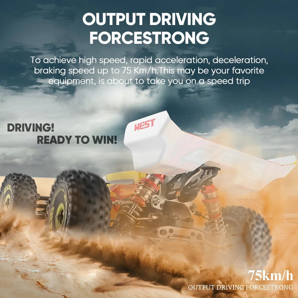 WLtoys 144010 144001 75KM/H 2.4G RC Car Brushless 4WD Electric High Speed Off-Road Remote Control Drift Toys for Children Racing.