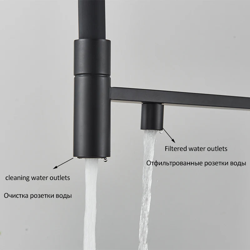 Black Grey Filtered Kitchen Faucet Water Filter Kitchen Faucets Filter Faucet Mixer Water Purification Water Drinking Water Taps