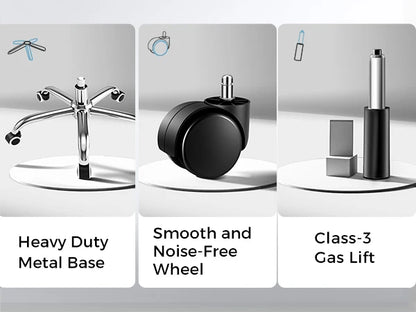 COMHOMA Bürostuhl Ergonomisch，Schreibtischstuhl mit 3D-Kopfstütze & 3D-Lendenwirbelstütze, verstellbare Armlehnen, Office Chair