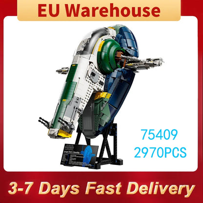 2970pieces Green Starship Model Building Block DIY Assemble Brick Toys Collection For Kids Adults Gift Compatible With Set 75409.